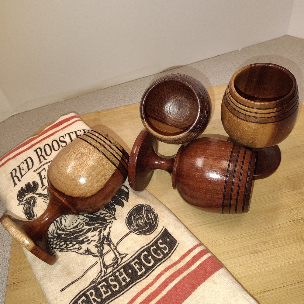 Vintage Artisian Wood Goblets
